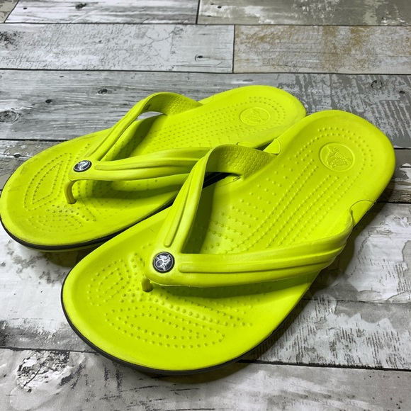 yellow croc flip flops